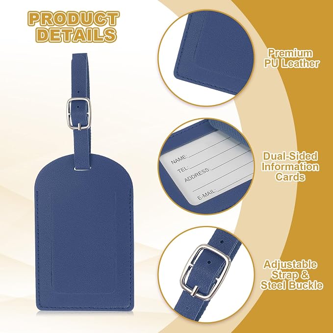 PATIKIL Leather Luggage Tag, 30 Pcs Luggage Tags Pu Bag Tags for Suitcases Airplane Travel Essentials, Dark Blue