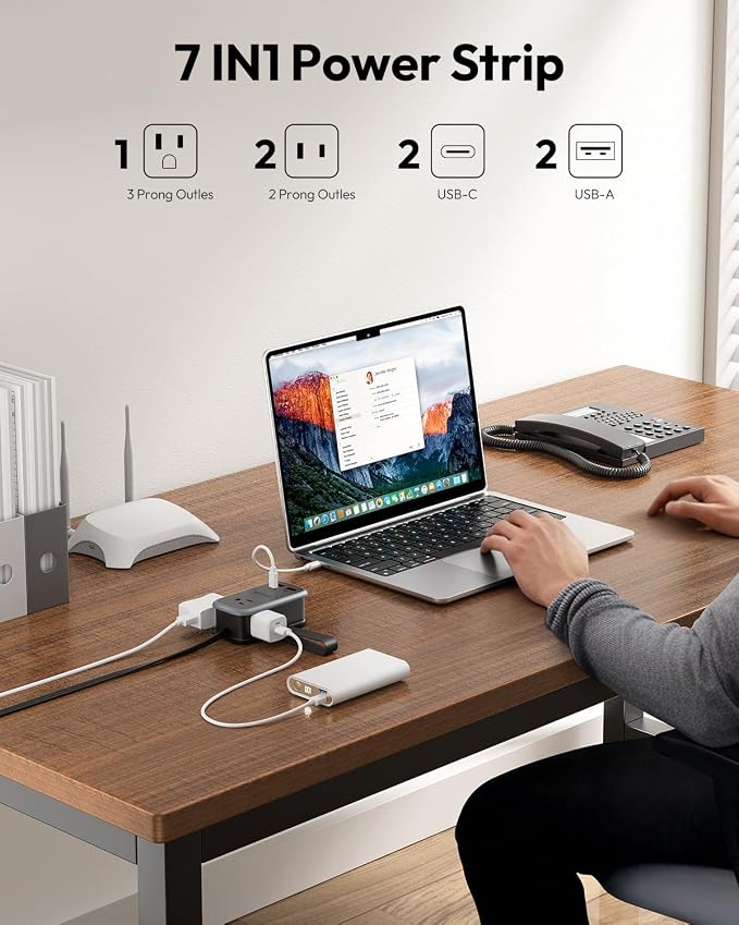 NTONPOWER GAN Ultra 65W USB Fast Charging Station, 7 in 1 Travel Power Strip with 3 Outlets 4 USB (2 C), Extension Cord 4ft, Travel Essentials, Cruise Essentials 2026,Compatible with MacBook, iPhone