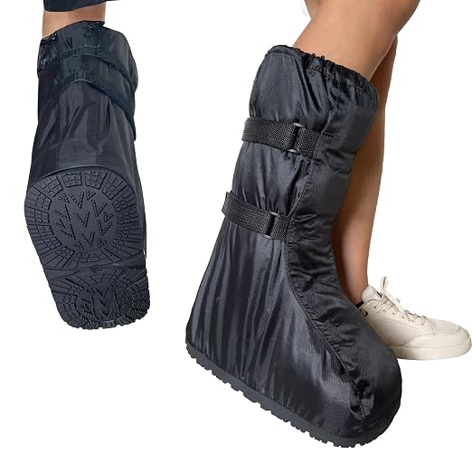 Waterproof Boot Cover for Medical and Orthopedic Boots, Heavy-Duty Non-Slip Sole, Reusable Shoe Protector for Rain, Snow, Beach, Garden, Indoor & Outdoor Use-Small-(Please Measure The Medical Boot Carefully)