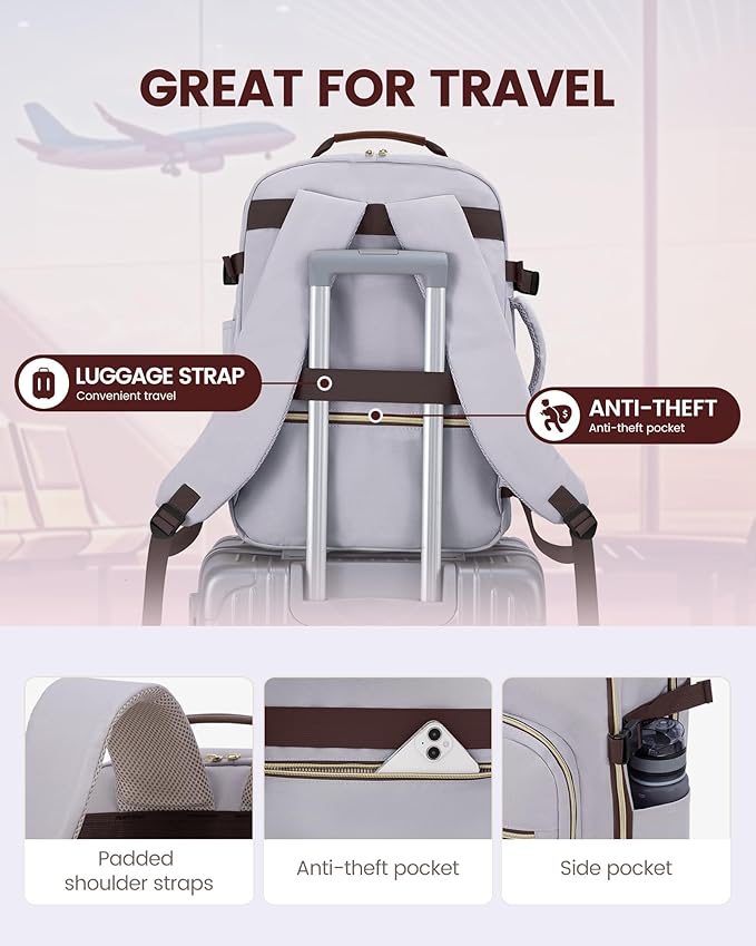LOVEVOOK 40L Travel Backpack Flight Approved Carry on Backpack,3 Packing Cubes,Waterproof Personal Item Travel Bag,TSA Carry on Luggage Suitcase Travel Essentials,Gifts for Women & Men,fits 17" Laptop