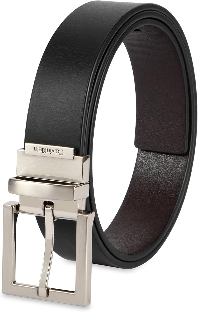 Calvin Klein Men’s Reversible Leather Belt - 2‑in‑1 Versatile Modern Style