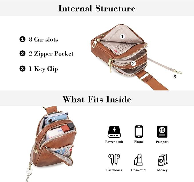 INICAT RFID Blocking Sling Bag, Anti Theft Crossbody Bag for Women Compact Travel Purses Vegan Leather