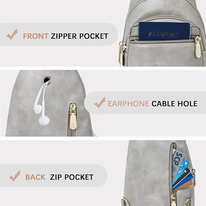 BOSTANTEN Sling Bag for Women Leather Crossbody Bags Fanny Pack Chest Bag for Travel