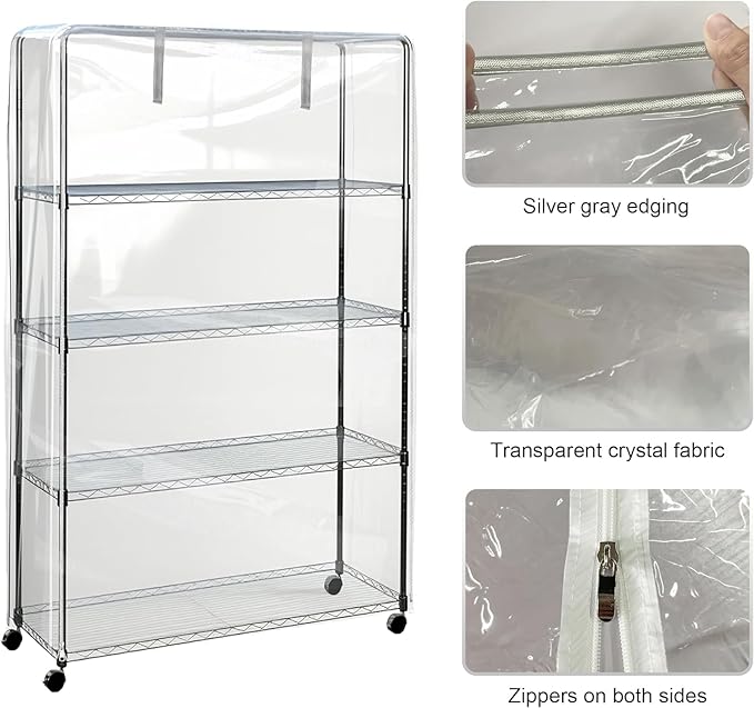 Wire Shelving Cover 36 x 18 x 72 Inch, Clear Waterproof Storage Rack Cover | Easy Item Identification, Organized Storage, Hide Clutter