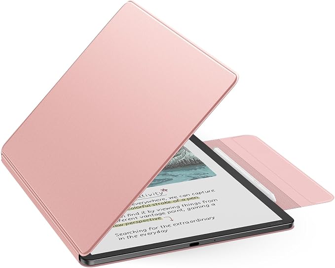 MoKo Magnetic Case for All-New 11" Kindle Scribe 2025(3rd Generation) & Kindle Scribe Colorsoft 2025(1st Generation) - Slim Folio Premium PU Leather Cover with Pen Clasp & Auto Sleep Wake, Rose Gold