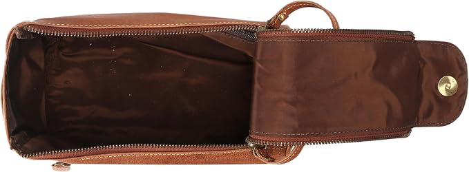 KomalC Premium Buffalo Leather Toiletry Bag for Men & Women With Water resistant Lining, Grooming Travel Pouch, Unisex Wash Bag for Toiletries, Gifts for Men and Women
