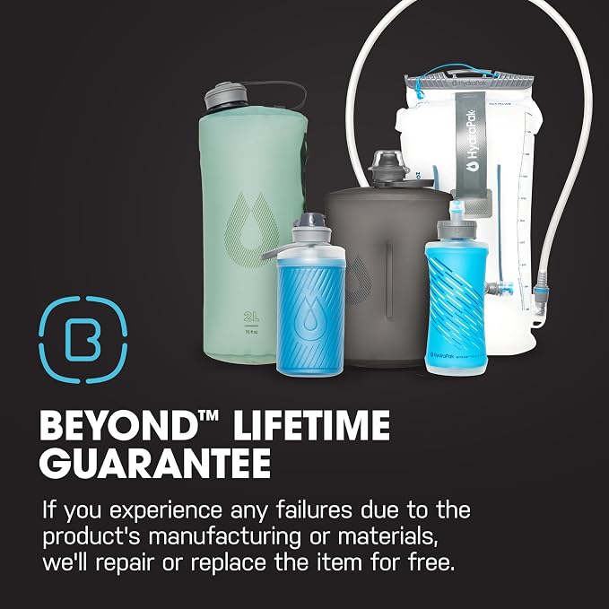 HydraPak Breakaway+ Filter Water Bottle (20oz or 30oz) - Hike & Bike Squeeze Water Bottle, Fits Backpacks & Bike Cages - Clear