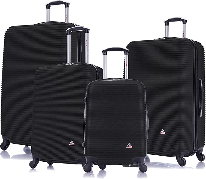 InUSA ROYAL Hardside Luggage Set with Spinner Wheel | Spacious Travel Suitcases with Ergonomic GEL Handle and Studs | (20/24/28/32) 4 Piece Luggage Set | Black