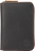 STAR VISTA Gino Full Grain Leather Passport Wallet, Zippered Travel Document Organizer for Exquisite Voyagers, RFID Blocking, AirTag Track, Dark Brown