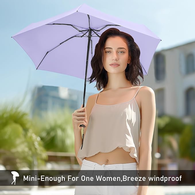 Mini Umbrella - Compact, Waterproof Travel Umbrella for Light Rain, Suitable for Women's Purse and Pocket