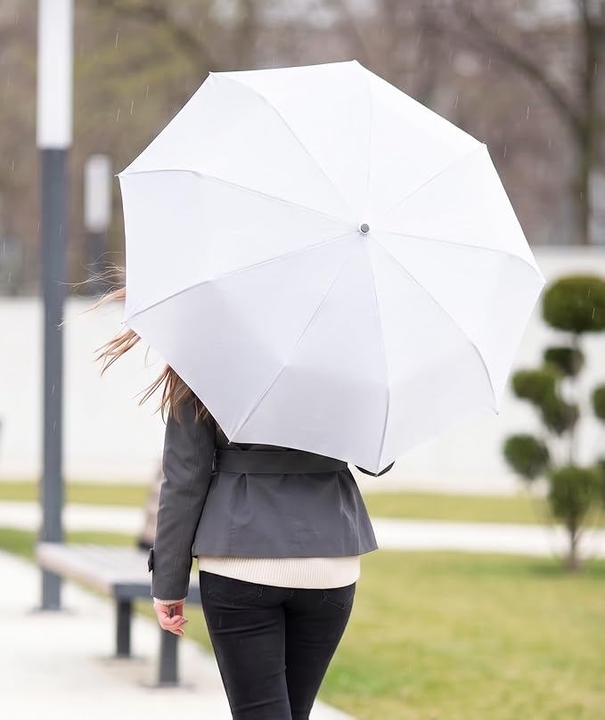 Rain-Mate Windproof Compact Umbrellas for Rain - Strong Reinforced Fiberglass Rib Design & Auto Open & Close - Portable Folding Travel Umbrella - Lightweight & Packable for Women & Men, Easy Collapse