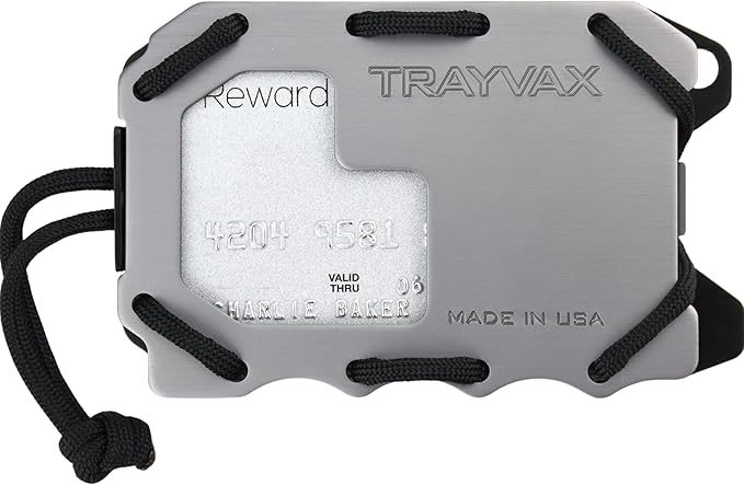 Trayvax Original 2.0 Wallet, RFID Front Pocket Tactical Metal Credit Card Holder with Money Clip, Slim Minimalist Wallet for Men and Women, Grey