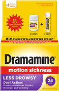 Dramamine Motion Sickness Less Drowsy, for Nausea Relief During Travel, 48 Count