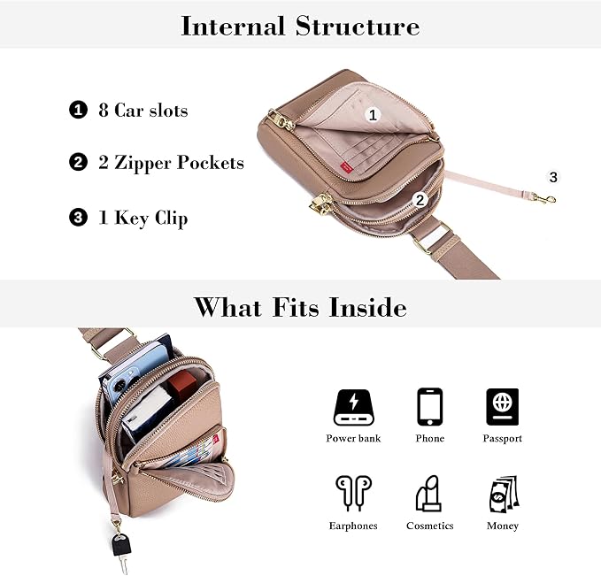 INICAT RFID Blocking Sling Bag, Anti Theft Crossbody Bag for Women Compact Travel Purses Vegan Leather