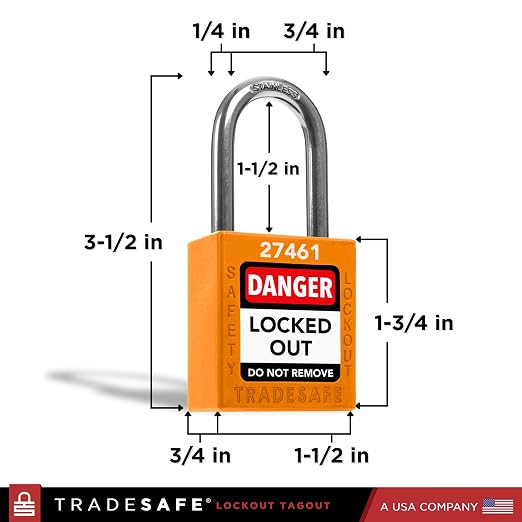 TRADESAFE Lockout Tagout Locks Set - 7 Orange Loto Locks, Lockout Locks Keyed Different, 2 Keys Per Lock, OSHA Compliant Lock Out Tag Out Padlocks, Safety Padlocks for Electrical Lockout Tag Out Kits