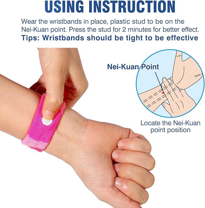 Hionfurt Motion Sickness Bands Anti Nausea Wristband for Adult and Kids Morning Sickness Relief for Pregnant Women Acupressure Nausea Relief for Car, Sea, Air Sickness - 1 Pair Camo Pink