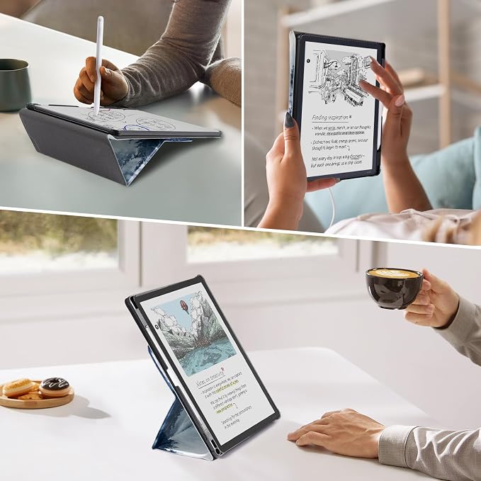 CoBak Case for 11" Kindle Scribe 3rd Generation 2025, Kindle Scribe Colorsoft with Two Viewing Angles - All New PU Leather Cover with Auto Sleep Wake, Pen Holder. Forest
