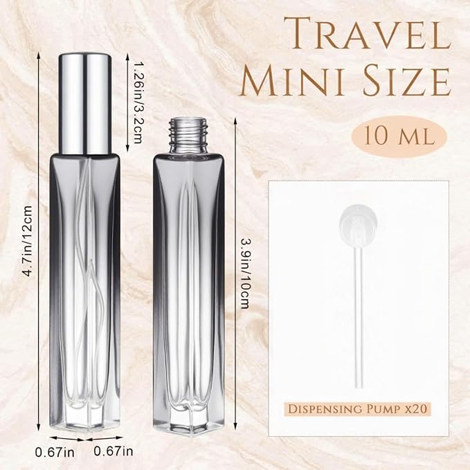 Domensi 20 Pcs 10/15/20/30 ml Perfume Travel Refillable Glass Bottles Spray Bottle Perfume Atomizer for Cologne Dispenser Leak-proof Fragrance Bottles Atomizer Pump Kit (10 ml,Fresh Color)