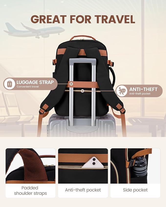 LOVEVOOK 50L Travel Backpack Flight Approved Carry on Backpack,3 Packing Cubes,Waterproof Personal Item Travel Bag,TSA Carry on Luggage Suitcase Travel Essentials,Gifts for Women & Men,fits 18" Laptop