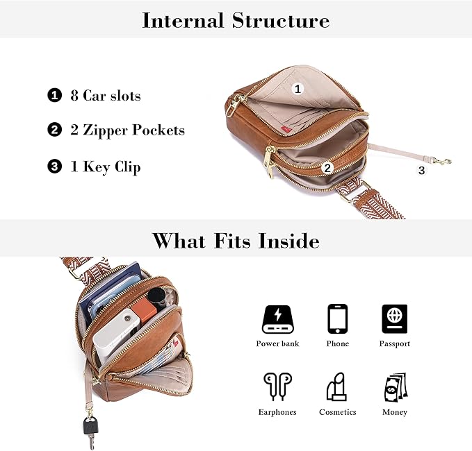 INICAT RFID Blocking Sling Bag, Anti Theft Crossbody Bag for Women Compact Travel Purses Vegan Leather