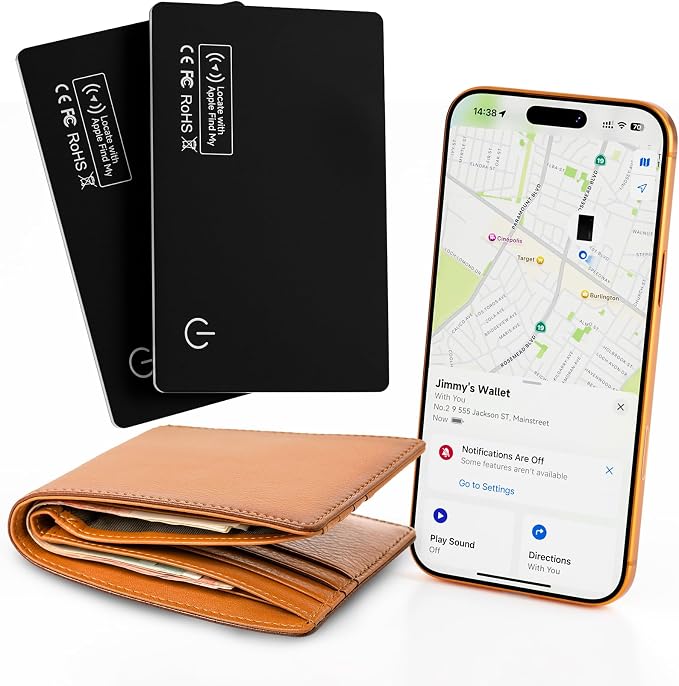 2Pack Wallet Tracker Air Card Tag Tracker Card Ultra Slim 0.07in, IP68 Waterproof Travel Credit Card Design Works with Find My for Wallets, Keys, Luggage,Bags