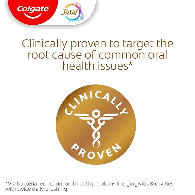 Colgate Total Active Prevention Clean Mint Toothpaste, Anticavity Toothpaste with Fluoride, Clinically Proven to Help Fight Plaque Bacteria, Helps Minimize Bad Breath, 5.1 oz