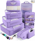 Veken 8 Set Packing Cubes for Travel Essentials, Suitcase Organizer Bags in 4 Sizes, Carry-On Luggage Accessories with Large Laundry Bag & Passport Holder, Must-Have for Airplane, Road Trip & Camping