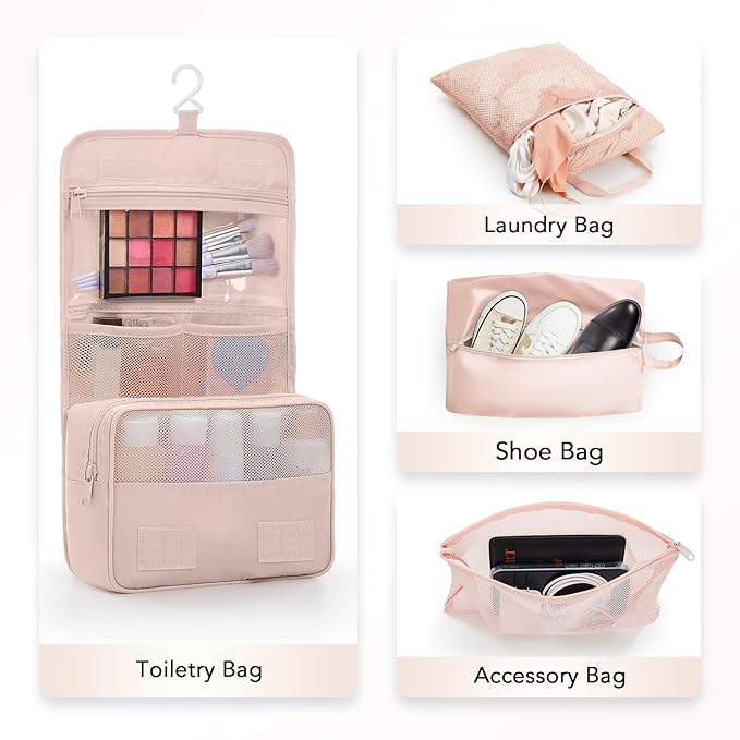 OlarHike 8 Set Compression Packing Cubes for Travel Gifts Mom Women,Airplane/Cruise/Car Travel Essentials,Compressible Expandable Saver Space Bags,Luggage Clothes Garment Bags for Travelers(Beige)