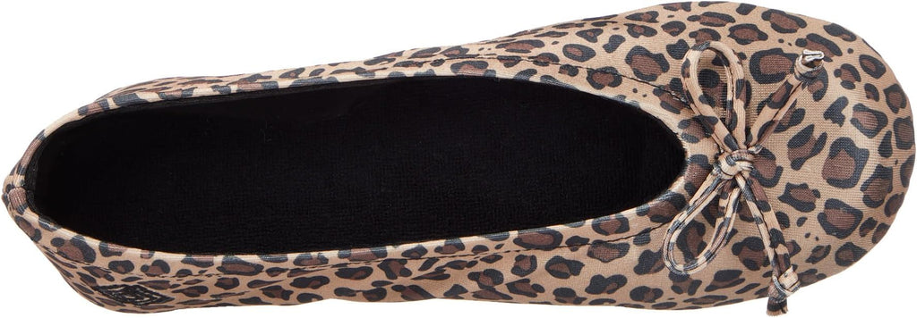 Isotoner Women's Satin Ballerina Slippers with Classic Ribbon Bow and Suede Sole