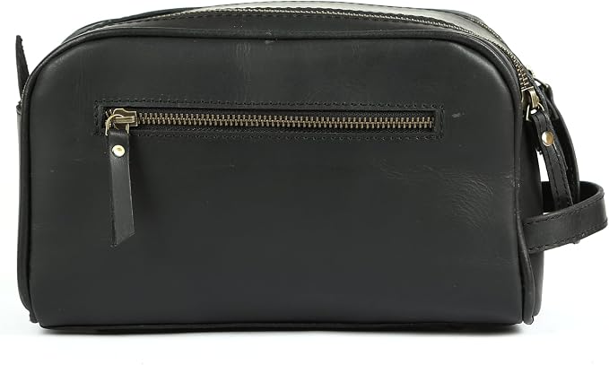 KomalC Travel Toiletry Bag – Premium Leather Dopp Kit for Men & Women with Water-Resistant Lining & Spacious Zippered Organizer
