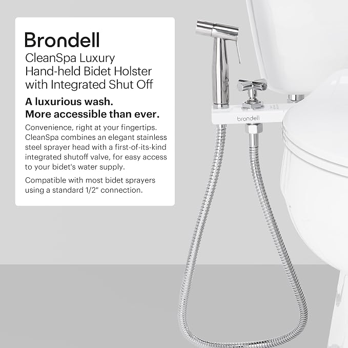 Brondell Bidet - CleanSpa Luxury Hand-Held Bidet and Mounted Holster with Integrated Shut Off in White