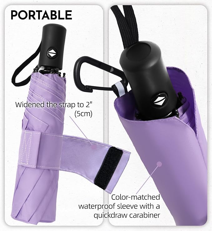 Compact Travel Windproof Umbrella, 43" Auto open/close Folding Quick Dry Umbrellas for Rain, Lightweight Portable Small for Backpack Car, Thoughtful Gift for Women Men Kids, TSA Approved
