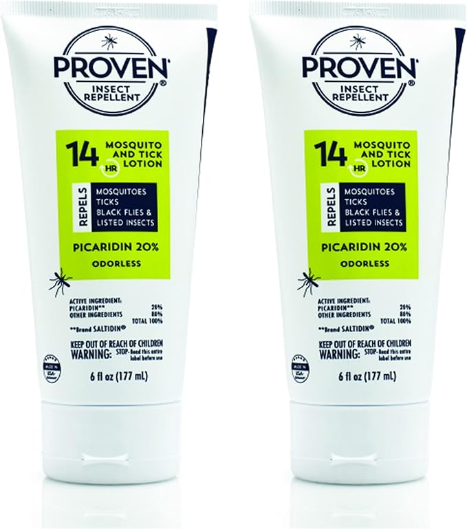 Proven Insect Repellent Lotion - Keep Mosquitoes, Ticks and Flies Off, DEET Alternative Repellent, Up to 14-Hour Protection, Great for Outdoor Camping and Hiking, 6 oz, Odorless Lotion, 2 Pack