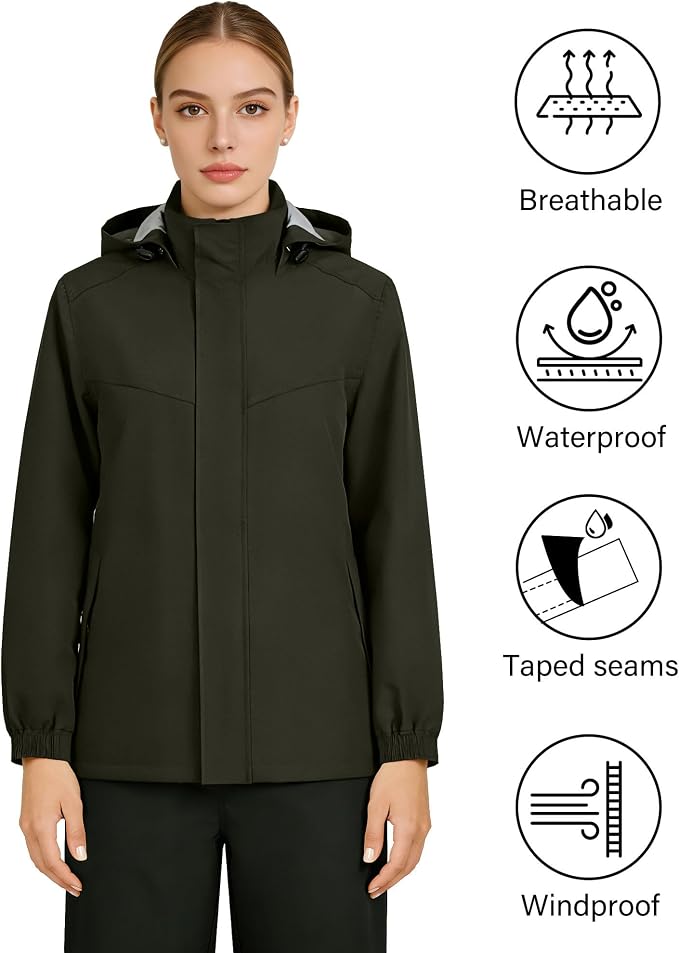 iCreek Rain Suit Waterproof Hooded Rain Gear Breathable Lightweight Packable Rain Jacket Pants Men Women for Hiking Fish Golf