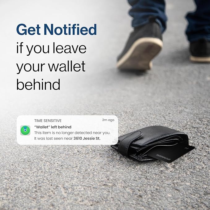 SPOTMINDERS Apple MFi Certified Wallet Tracking Card Black 4-Pack Travel Gifts for Him Works with Apple Find My Rechargeable Tracker IP68 Waterproof 0.07" Slim iPhone Item Finder for Luggage Passport