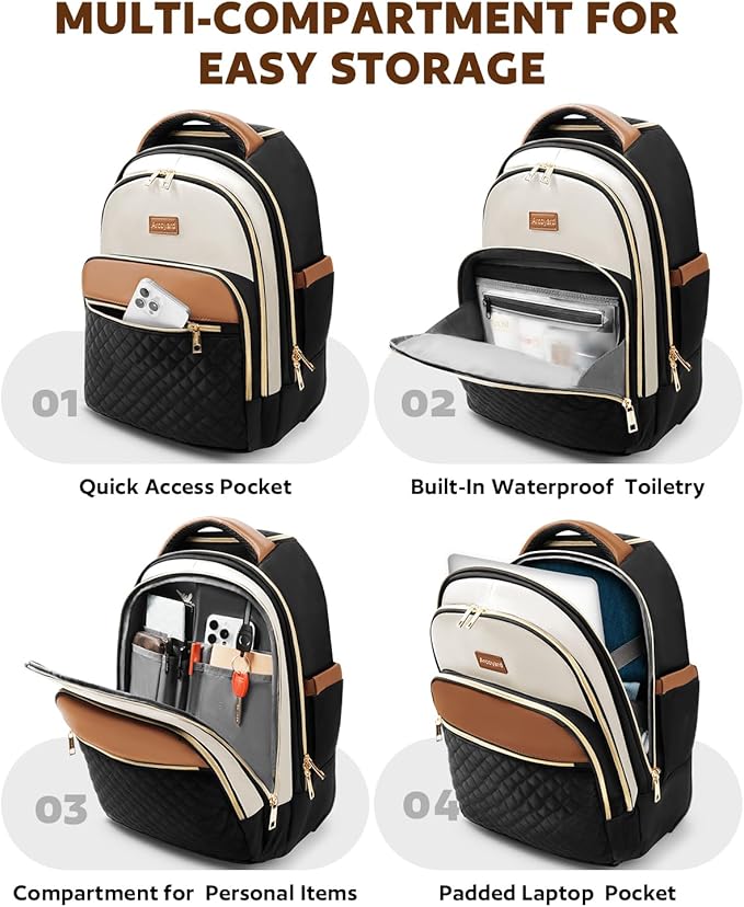 Arcoyard Rolling Backpack Carry On Luggage For Adults With Wheels, 40L Wheeled Backpack For Women, Travel Roller Bag, Beige Brown