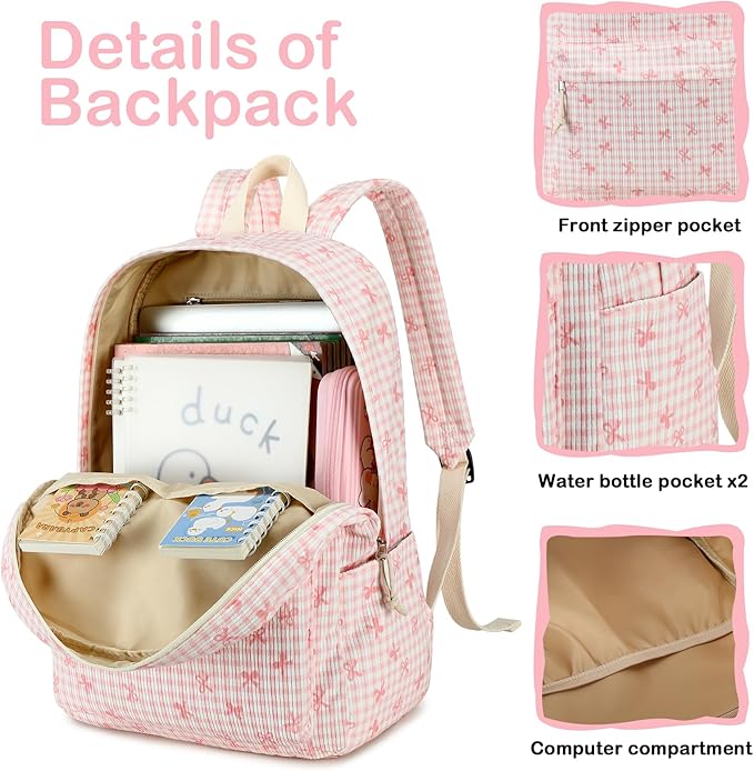 LEDAOU Backpack for Girls School Bag Kids Bookbag Teen Backpack Set Daypack with Lunch Bag and Pencil Case | Kids, Bookbag, Daypack, with Lunch Bag, and Pencil Case