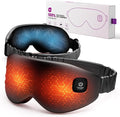 100% Silk Wireless Heated Eye Mask with Cooling, Relieves Dry Eye Syndrome and Puffy, Reduces Dark Circles, Adjustable Velcro Design and Washable Cover, Suitable for Travel & Gifts-Black
