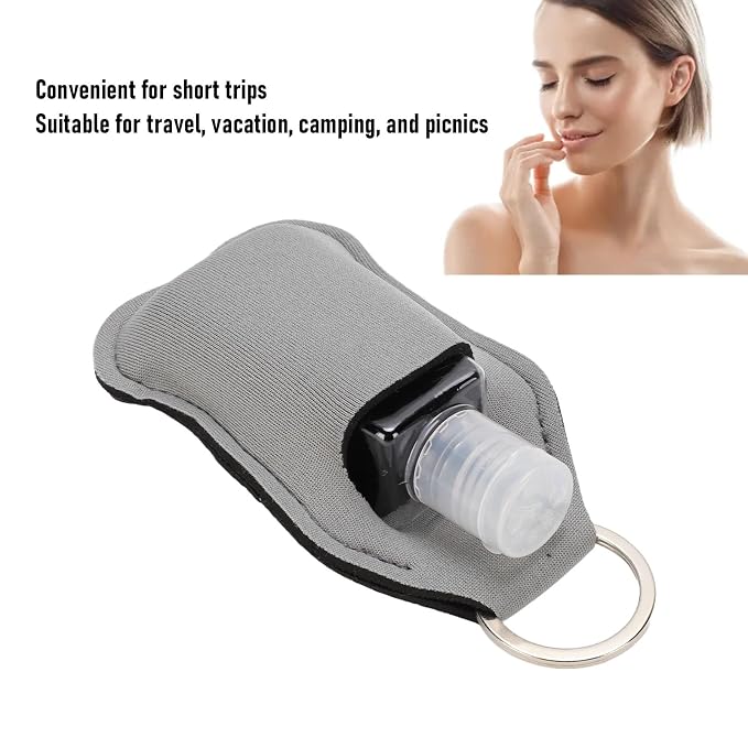 Semme 50pcs Travel Bottles Keychain Holders Set 30ml Small Squeeze Bottles with Keychain Portable Refillable Leakproof for Hand Sanitizer Lotion Toiletries Travel Camping (Grey)
