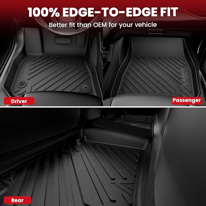 LASFIT Floor Mats & Cargo Mat Fits for Hyundai Ioniq 5(Unmovable Console) 2024 2023 2022, All Weather TPE Custom Fit Full Set Accessories for Ioniq 5 2022-2024 Floor Liners & Trunk Liner, Black