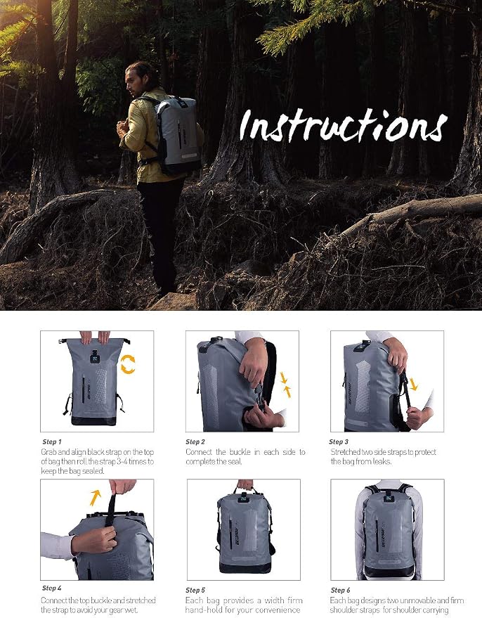 IDRYBAG Waterproof Backpack for Men 20L/30L/40L, Floating Dry Bag Kayak, Dry Backpack Hiking