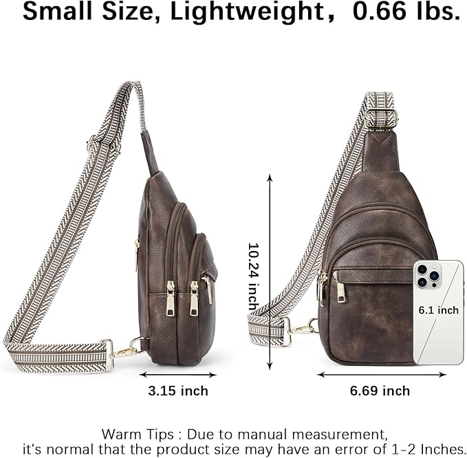 BOSTANTEN Sling Bag for Women Leather Crossbody Bags Fanny Pack Chest Bag for Travel
