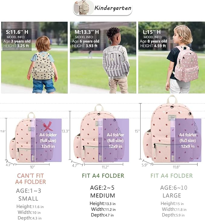 atgark Corduroy Toddler Backpack for Boys 2-5: Preschool Backpack for Boys Girls - Cute Kids Backpack for Boys 13.5" H Fit Folder