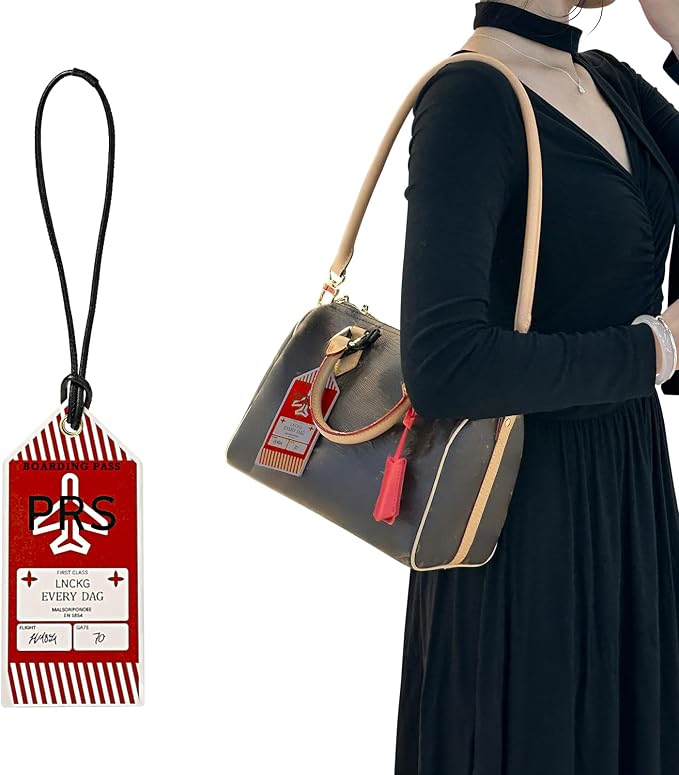jiesinlov Microfibre Leather Tags for Speedy 25 30 35 Handbag,Luggage or Suitcase Tag (Boarding Pass-Red)