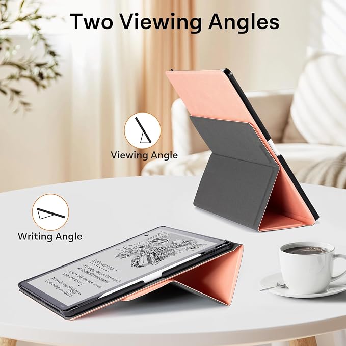 CoBak Case for 11" Kindle Scribe 3rd Generation 2025, Kindle Scribe Colorsoft with Two Viewing Angles - All New PU Leather Cover with Auto Sleep Wake, Pen Holder. Sheep Pink