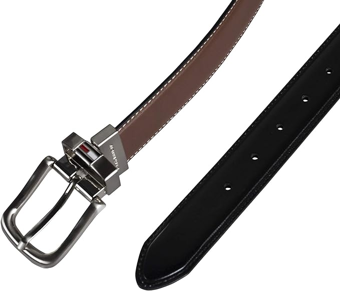 Tommy Hilfiger Men's Reversible Leather Belt, 2‑in‑1 Design for Dress Or Casual Wear