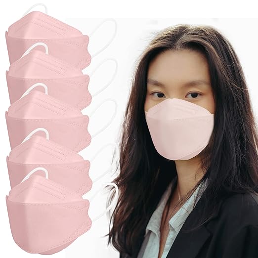 Borje KN95 Face Masks, 100 Pcs Disposable Face Masks, Pink Mask Against PM2.5 from Fire Smoke & Dust Filter Efficiency 95%
