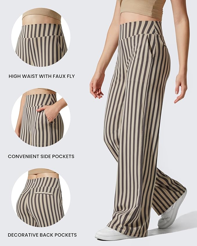 G4Free EverGoing Yoga Pants Women Wide Leg Pants with Pockets High Waist Stretch Dress Casual Sweatpants Petite/Regular/Tall