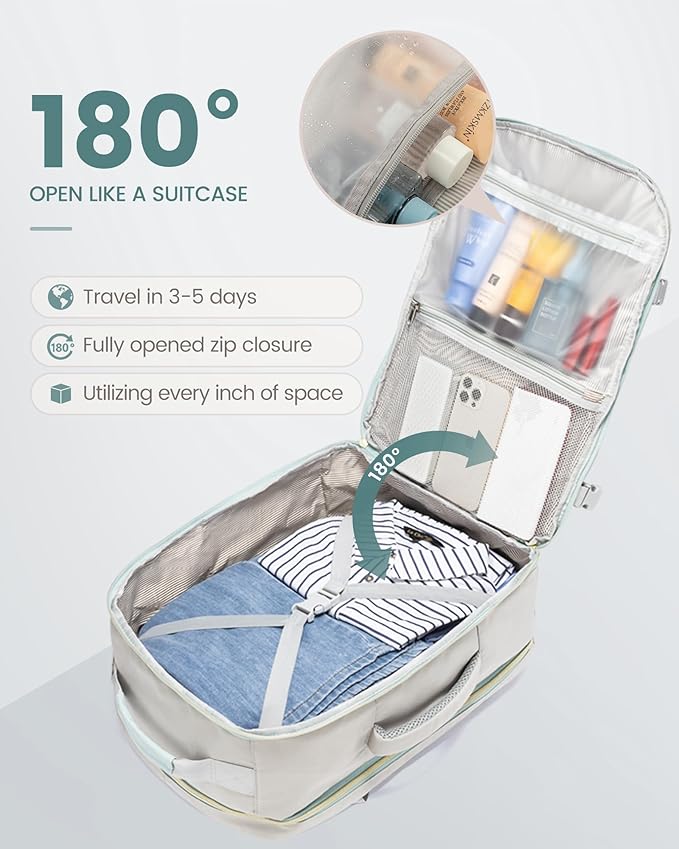 LOVEVOOK 40L Travel Backpack Flight Approved Carry on Backpack,3 Packing Cubes,Waterproof Personal Item Travel Bag,TSA Carry on Luggage Suitcase Travel Essentials,Gifts for Women & Men,fits 17" Laptop