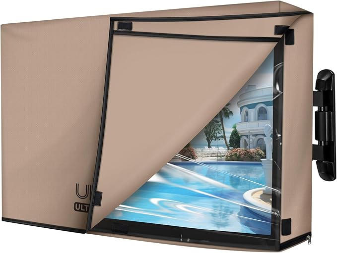 ULTCOVER Waterproof Outdoor TV Cover with Clear Front Flap for 28-32 inch Outside Flat Screen Televisions